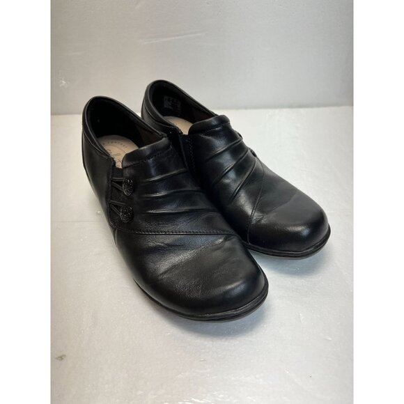 Clarks Collection Black Leather Womens Shoes Size 10 - Picture 1 of 14